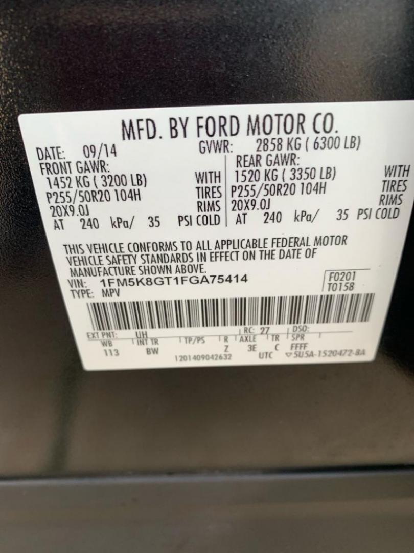 2015 BLACK FORD EXPLORER SPORT (1FM5K8GT1FG) with an 3.5L engine, Automatic transmission, located at 503 First Street, Canonsburg, PA, 15317, (724) 745-0566, 40.266006, -80.178413 - Photo#21