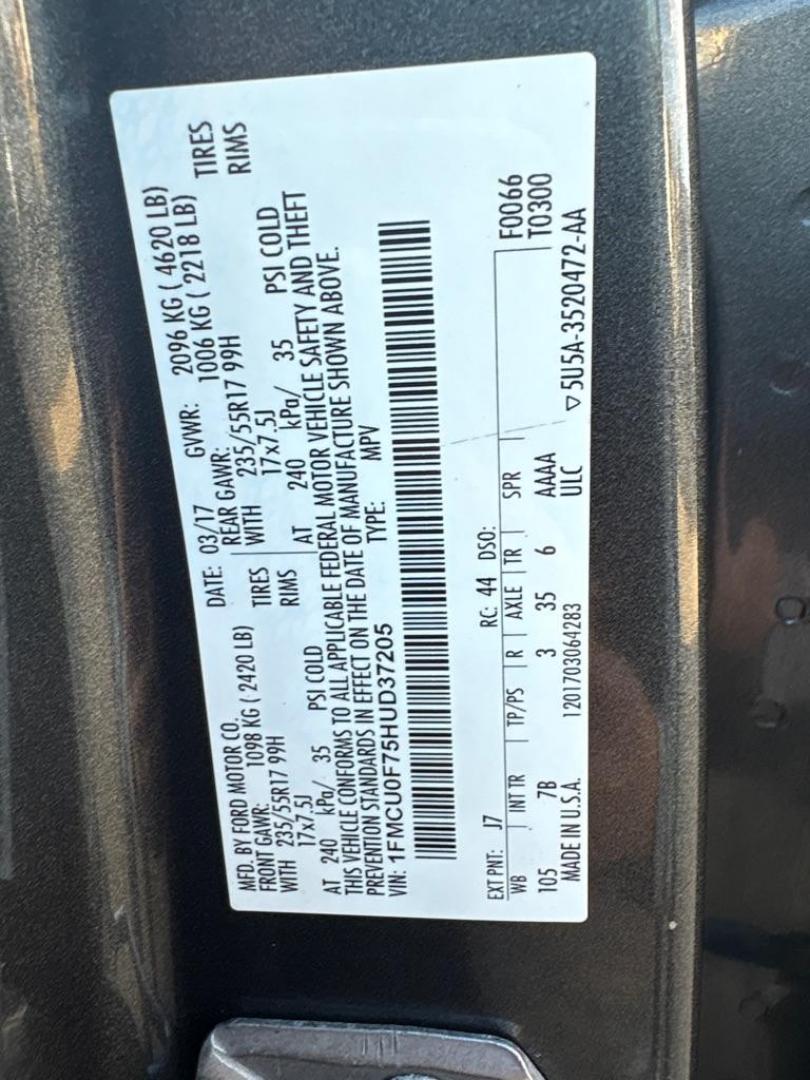 2017 GRAY FORD ESCAPE S (1FMCU0F75HU) with an 2.5L engine, Automatic transmission, located at 503 First Street, Canonsburg, PA, 15317, (724) 745-0566, 40.266006, -80.178413 - Photo#18