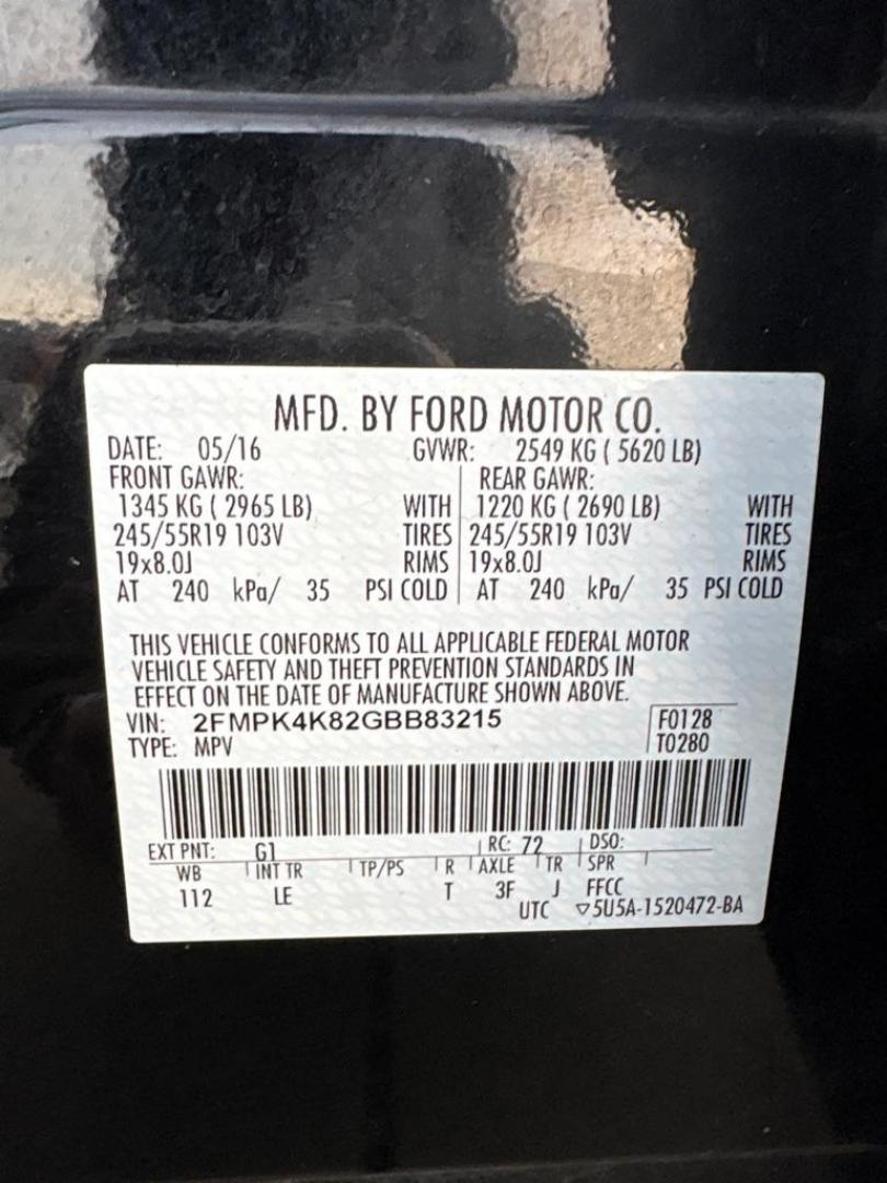 2016 BLACK FORD EDGE TITANIUM (2FMPK4K82GB) with an 3.5L engine, Automatic transmission, located at 503 First Street, Canonsburg, PA, 15317, (724) 745-0566, 40.266006, -80.178413 - Photo#16