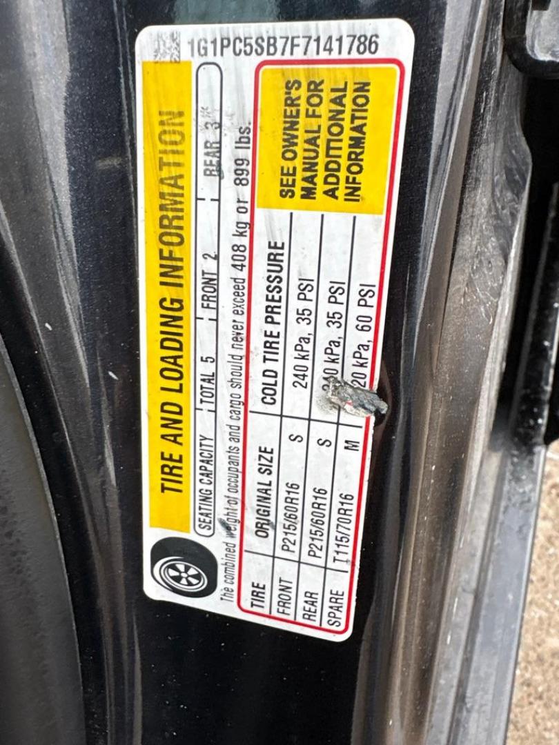 2015 BLACK CHEVROLET CRUZE LT (1G1PC5SB7F7) with an 1.4L engine, Automatic transmission, located at 503 First Street, Canonsburg, PA, 15317, (724) 745-0566, 40.266006, -80.178413 - Photo#20