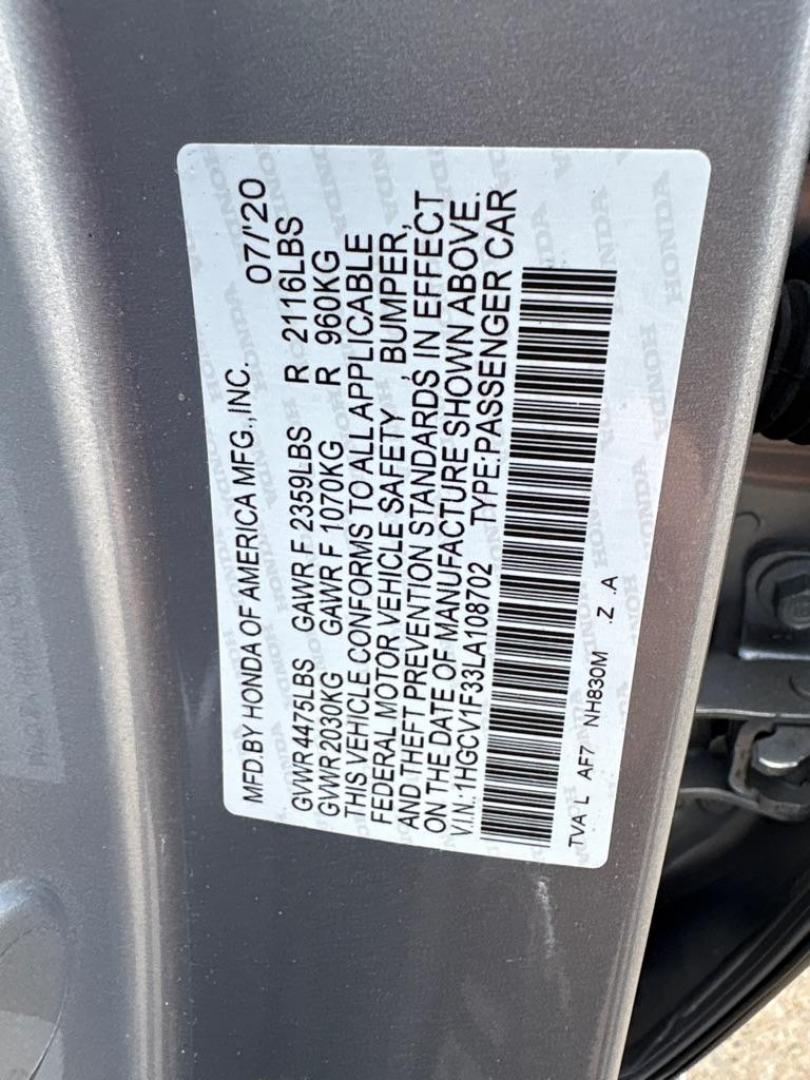 2020 SILVER HONDA ACCORD SPORT (1HGCV1F33LA) with an 1.5L engine, Continuously Variable transmission, located at 503 First Street, Canonsburg, PA, 15317, (724) 745-0566, 40.266006, -80.178413 - Photo#18