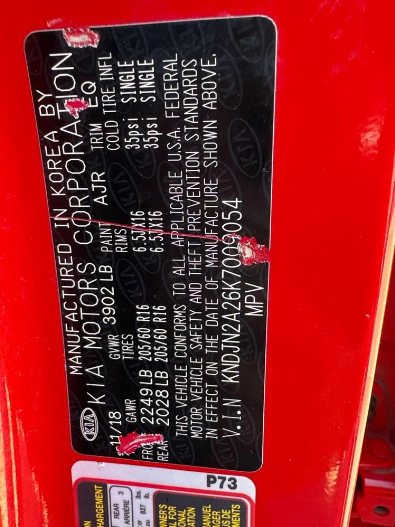 2019 RED KIA SOUL (KNDJN2A26K7) with an 1.6L engine, Automatic transmission, located at 503 First Street, Canonsburg, PA, 15317, (724) 745-0566, 40.266006, -80.178413 - Photo#17