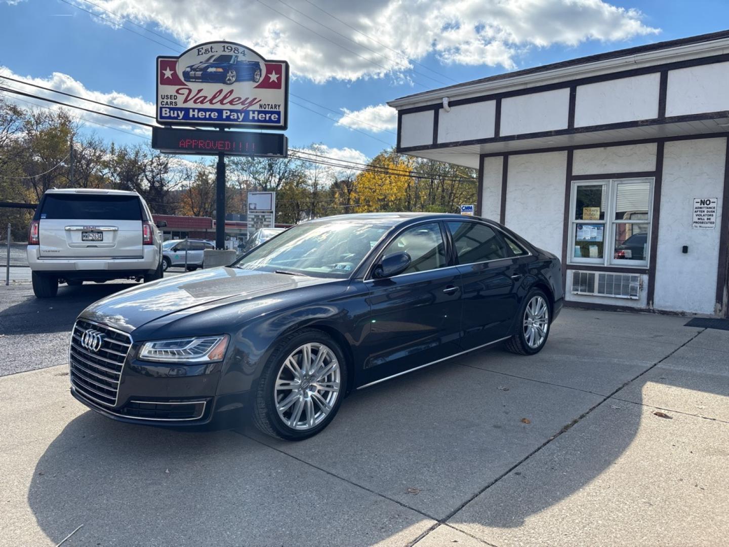 2015 BLUE AUDI A8 L QUATTRO (WAU32AFD8FN) with an 4.0L engine, Automatic transmission, located at 503 First Street, Canonsburg, PA, 15317, (724) 745-0566, 40.266006, -80.178413- Photo#0