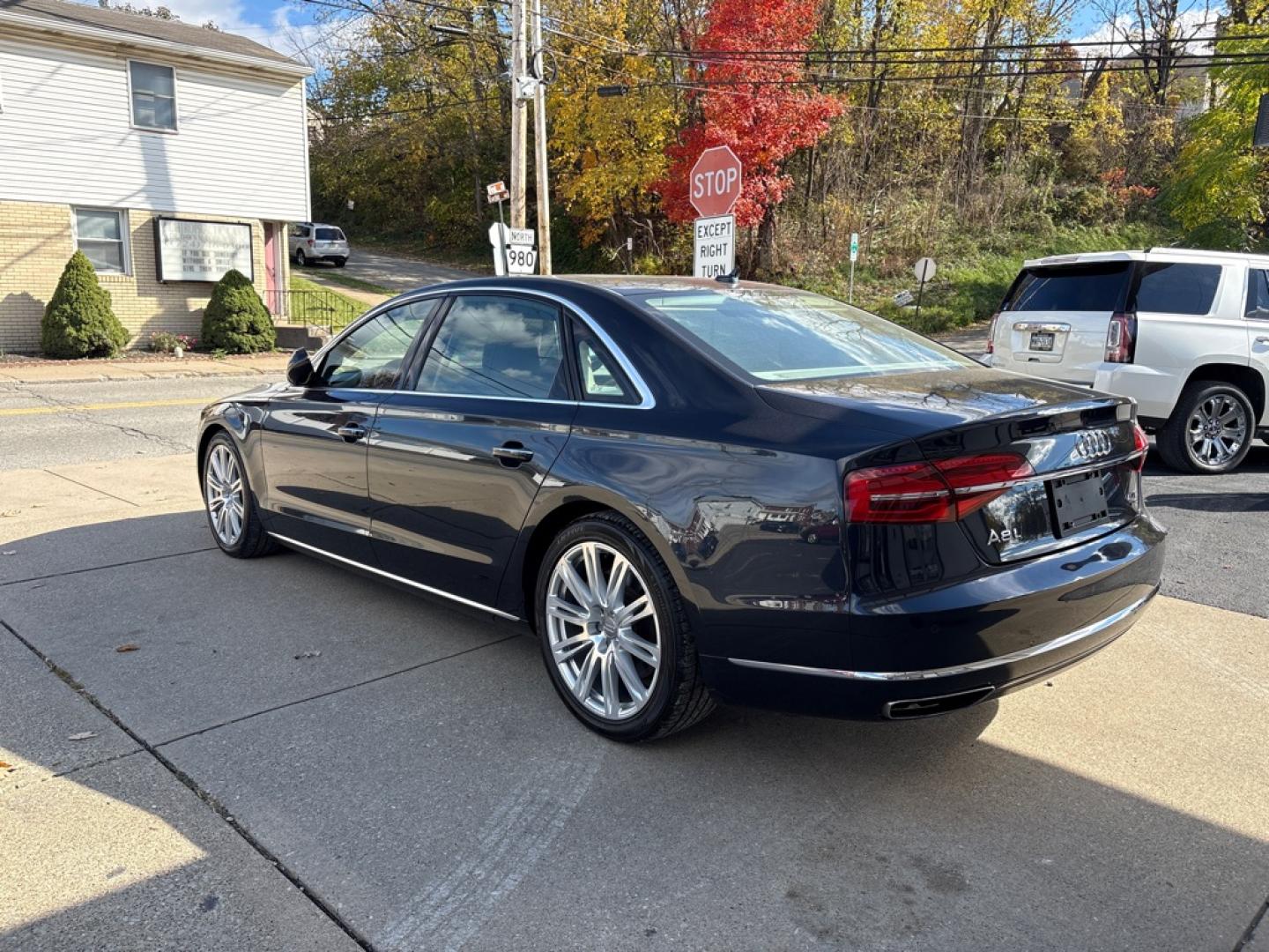 2015 BLUE AUDI A8 L QUATTRO (WAU32AFD8FN) with an 4.0L engine, Automatic transmission, located at 503 First Street, Canonsburg, PA, 15317, (724) 745-0566, 40.266006, -80.178413- Photo#2