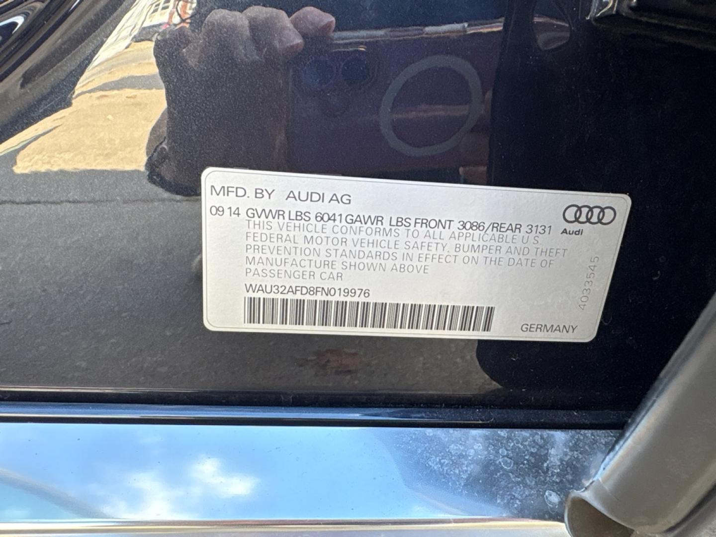 2015 BLUE AUDI A8 L QUATTRO (WAU32AFD8FN) with an 4.0L engine, Automatic transmission, located at 503 First Street, Canonsburg, PA, 15317, (724) 745-0566, 40.266006, -80.178413- Photo#17